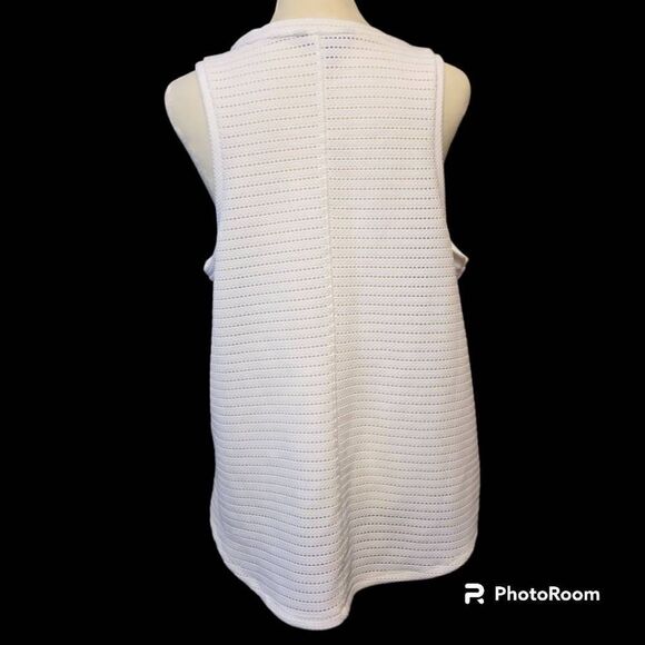 Banana Republic White Crochet Tank Top Sleeveless Keyhole Back Women's Size Larg - Picture 3 of 6